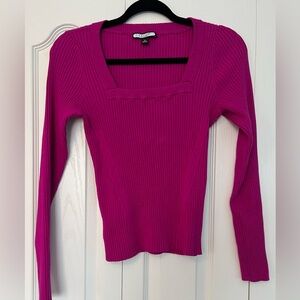 Lavon Women's Ribbed Knit Fitted Sweater- Fuchsia